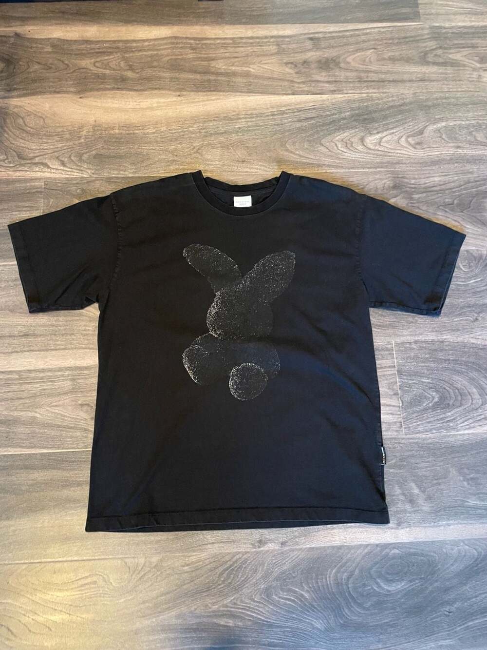 Acmé de la vie ADLV Black Fuzzy Rabbit Short Sleeve T-Shirt